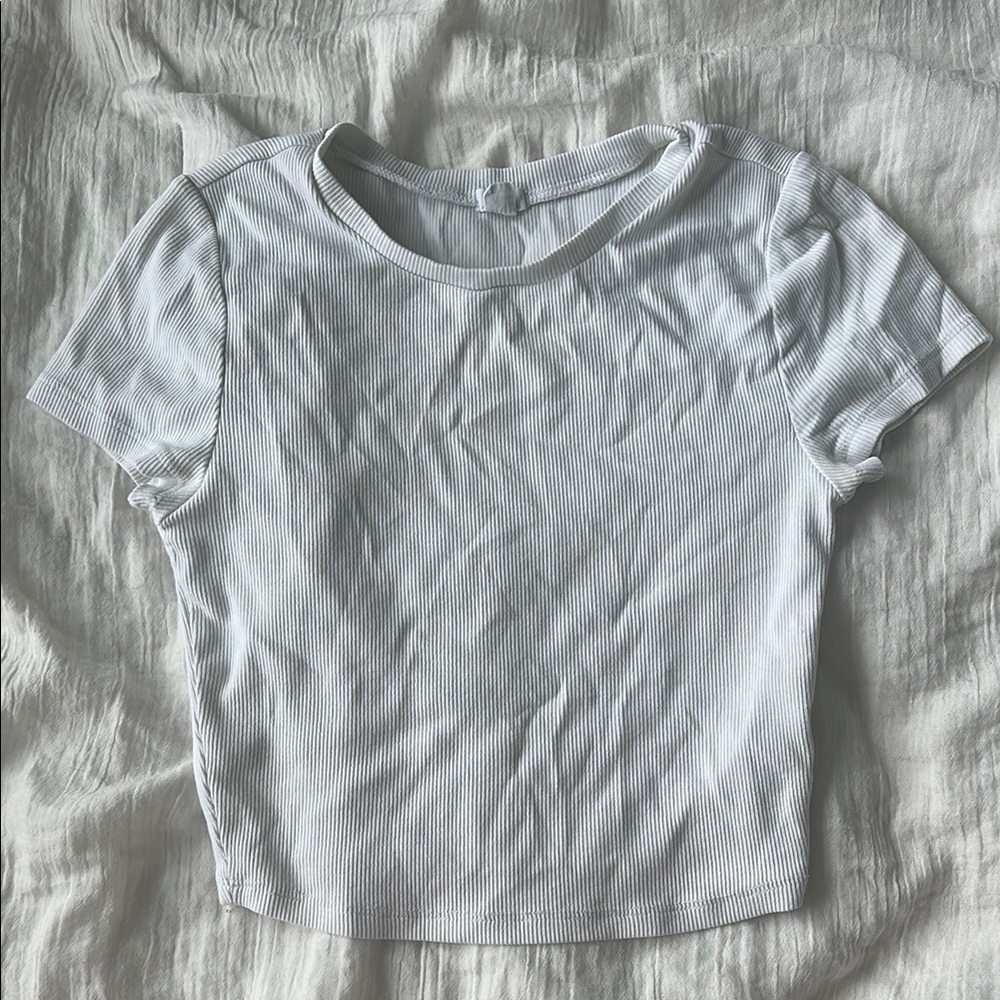 Garage White Fitted Crop Short Sleeve Tee